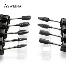 Asweina 9 типов черных Сверл из карбида титана для ногтей фреза
