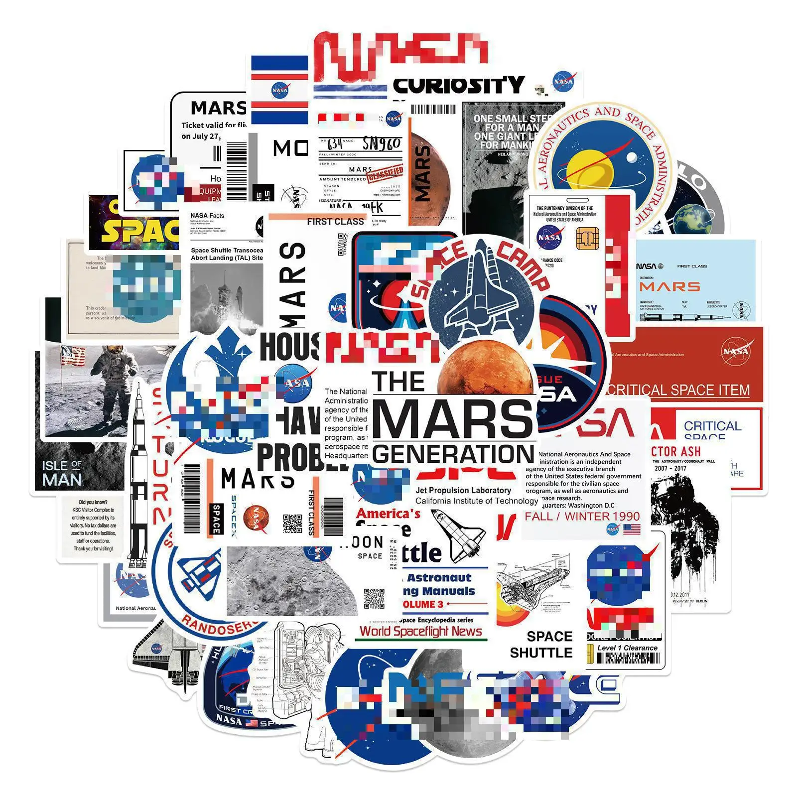 10/30/50pcs  Cartoon Space Agency Astronaut   Skateboard Travel Suitcase Phone Laptop Luggage Stickers Diy Kids Girl Toys