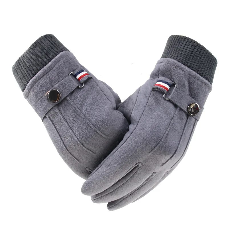 

Suede Men Gloves Winter Touch Screen Keep Warm Windproof Driving Guantes Thick Cashmere Anti Slip Outdoor Male Leather Gloves