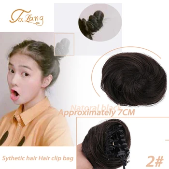 

TALANG Curly Scrunchie Clip Chignon With Rubber Band Brown Gray Synthetic Hair Ring Wrap On Messy Bun Ponytails