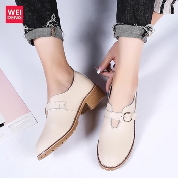 

WeiDeng Increase 3.5cm Women Genuine Leather Casual Shoes Hasp Leisure Loafers Female Flat Shoes Slip On Soft Breathable Light