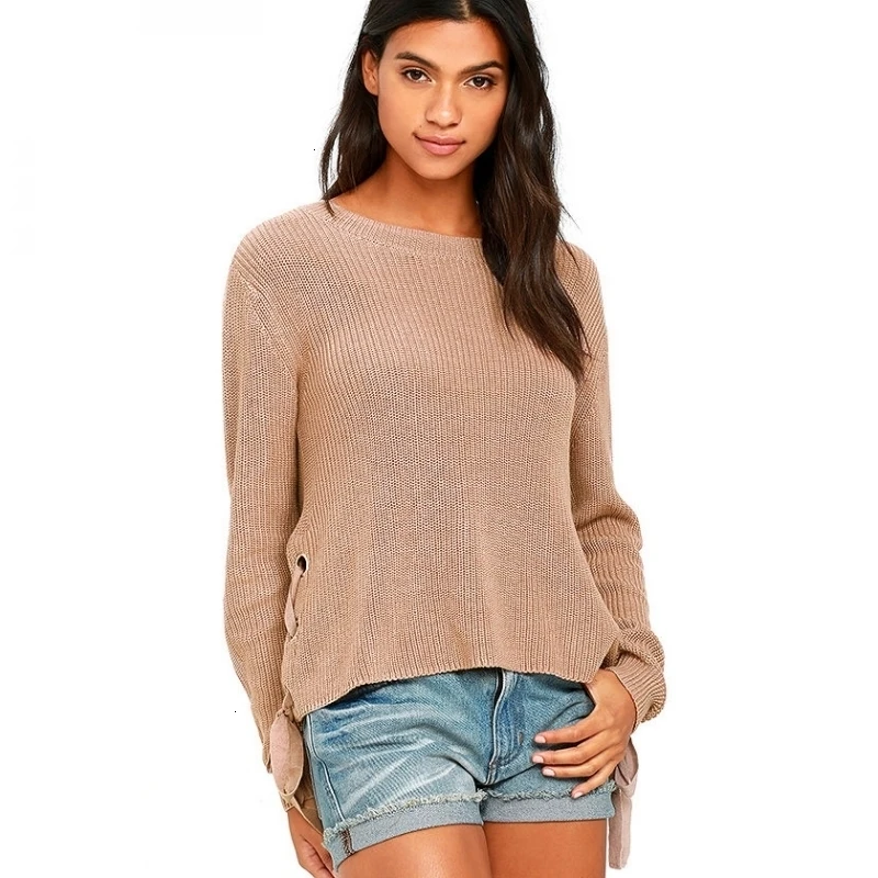 

New Fashion Knitted Tops Women Long Sleeve Female Pullover Tops Sweet Style Solid Casual Ladies Sweater