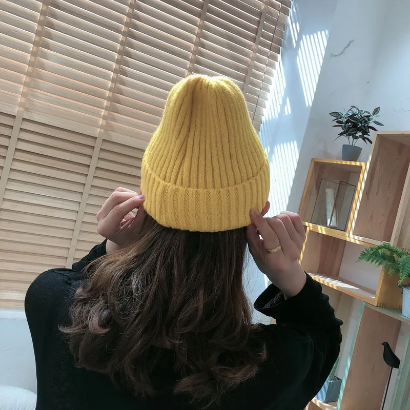 Шапка Oeak с вышивкой Billie Eilish Beanies, женские и мужские вязаные теплые зимние шапки, женские и мужские однотонные Новые повседневные Шапки с манжетами