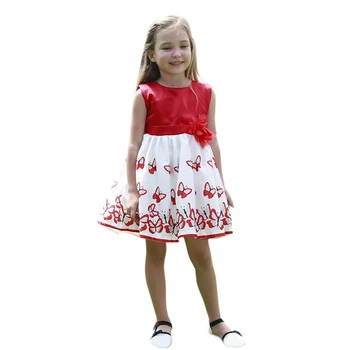 

2020 New 1-6T Kids bow-knot Princess Round Neck Zipper Dress fashion Girls Summer Sleeveless Print Dresses In stock#37