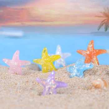 

20Pcs/lot Kawaii Glitter Starfish Miniature Figurines Flatback Resin Cabochon Fairy Garden Ornaments DIY Decoration Craft 23mm