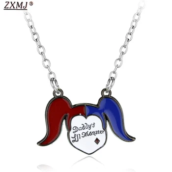 

ZXMJ Clown female Necklace pendant Harley Quinn Movie Anime accessories Suicide Squad Necklaces For Kids Girls Birthday gift