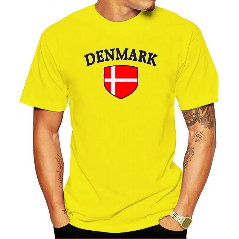 2021 New Arrival Brand-Clothing Fashion T-shirt Cotton Men Denmark Flag Shield Danish Prideletter Printed | Мужская одежда
