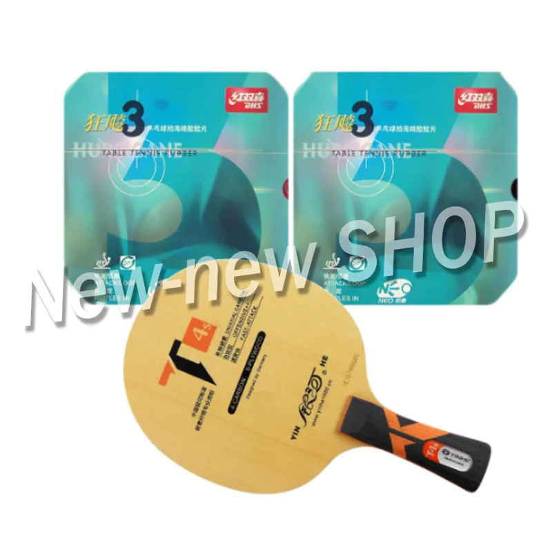 Galaxy YINHE T4s с 2x DHS NEO Hurricane 3 резинки для ракетки Shakehand длинной ручкой FL