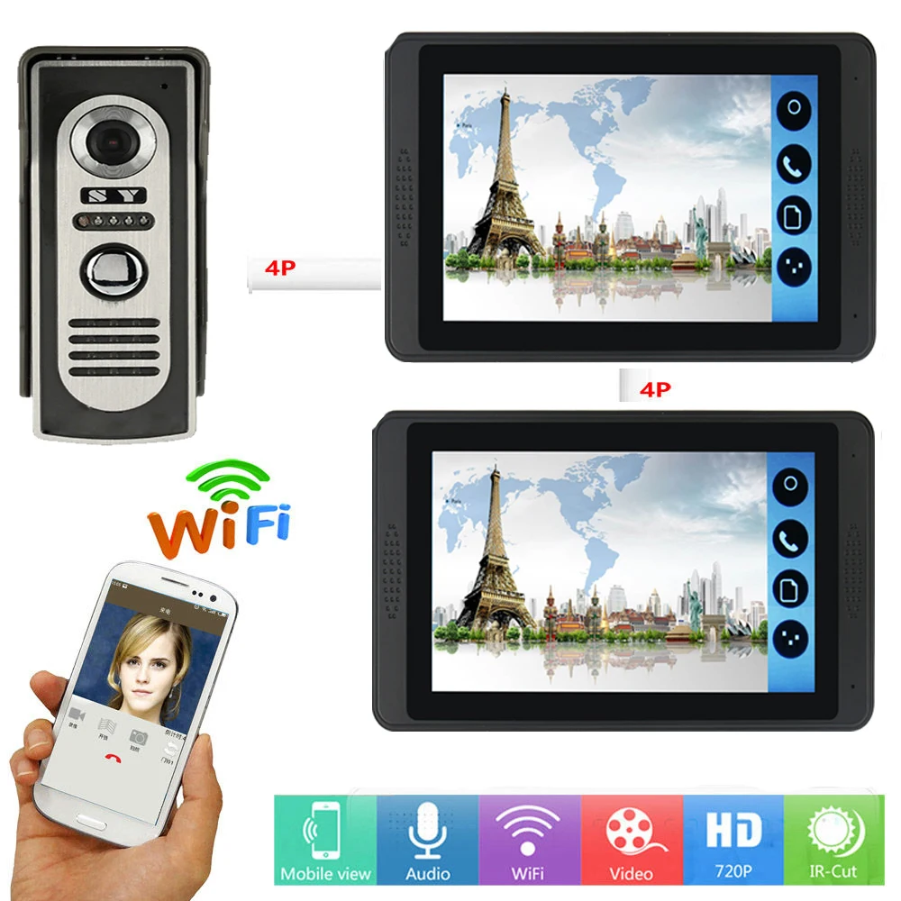 

APP Remote Control Video Intercom 7 Inch Monitor Wifi Wireless Smart IP Video Door Phone Doorbell Unlock Intercom Camera System
