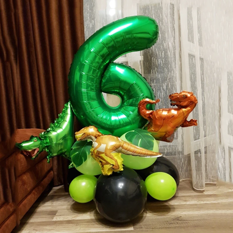 Juego de globos de cumpleaños de dinosaurios para niños, 21 piezas, 1, 2,  3, 4, 5, 6 años|Globos y accesorios| - AliExpress