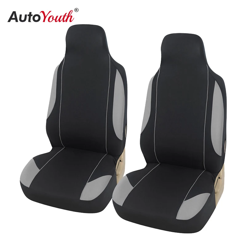 AUTOYOUTH 2 шт. чехлы для передних сидений с высокой спинкой двухцветные черные/серые |