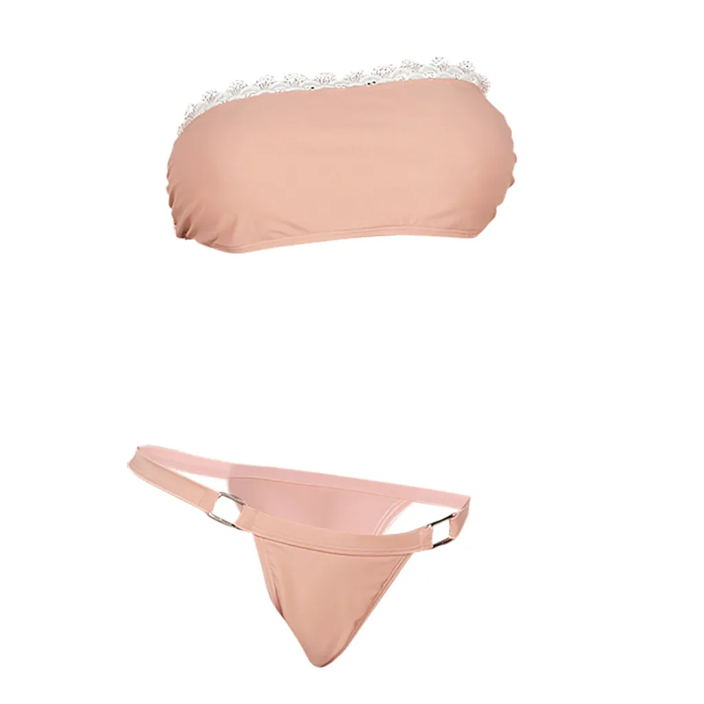 KANCOOLD Sexy Swimwear Two-Piece Solid Halter Padded Push up Swimming Suit For Women Swimsuit Push-up Beachwear Suit Set Beach39