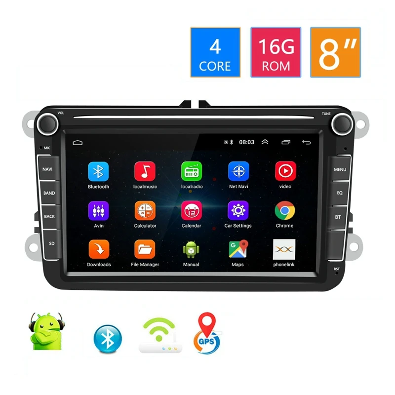 2 Din 8 дюймов Android 1 автомобильный мультимедийный плеер 1G + 16G gps навигация wifi Аудио