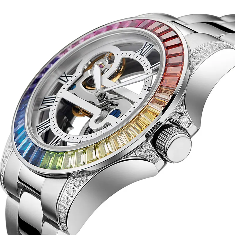 

2020 New Devena Couple Mechanical Watches Man Woman Automatic Mechanical watch Hollow Colored Diamond Luxury Watch Waterproof