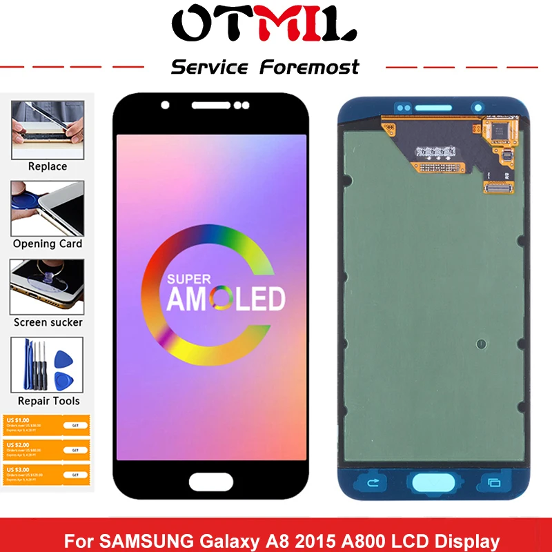 ЖК-дисплей OTMIL 5 7 AMOLED для SAMSUNG Galaxy A8 2015 A800 дисплей с сенсорным экраном и