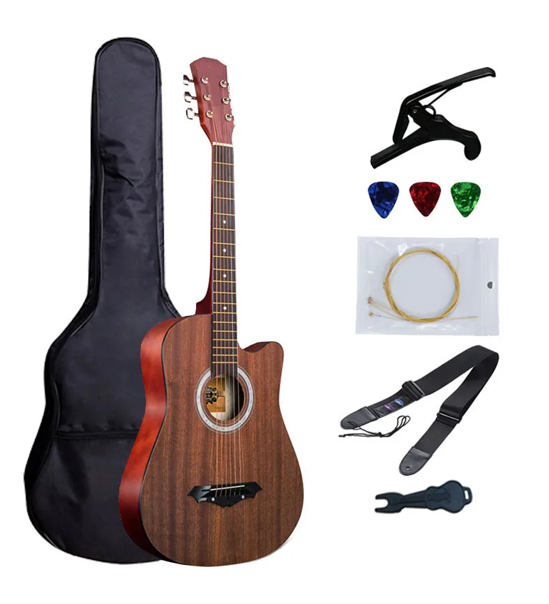 Sapele 3" Акустическая гитара, народная 6-струнная гитара для начинающих студентов подарок высокое качество бесплатно 6 Pec подарки струны Капо посылка - Цвет: Sapele