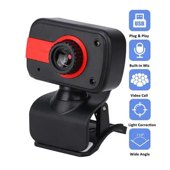 

HD Webcam Built-in Microphone 360 Degree Rotating Auto White Balance Computer Laptop USB Webcam