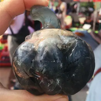 

1pcs AAAA Natural seven color fluorite hand-carved pumpkin crystal statue decoration crystal Halloween gift color beautiful pers