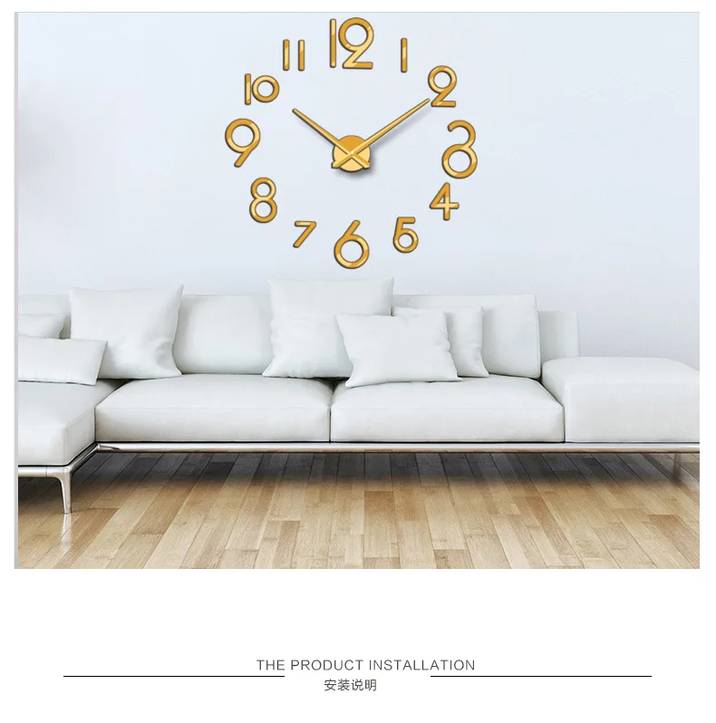 Large Wall Clock Modern Design DIY Clocks for Living Room Fashion Acrylic Mirror 3D Stickers Big Wall Watch Home Decor