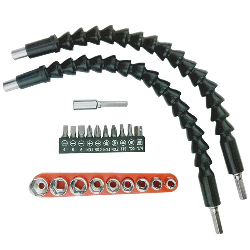 

Flexible Screwdriver Drill Bit Extension, 22 Pcs Drill Bit Extender Holder Set Shaft Tip for Computer Chassis, Electrical Cabine