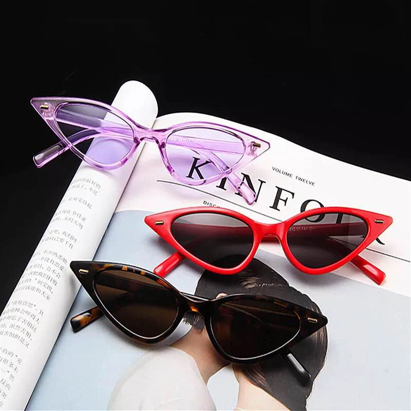 

NEW Cat Eye Sunglasses Women Fashion Triangle Small Size Frame Eyewear Reb Blue Green Lens Sun Glasses UV400
