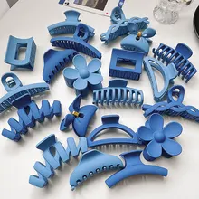 

Vintage Blue Series Hair Claws Geometric Matte Elegant Barrettes Acrylic Shark Clip Elegant Bow Hairpins Sweet Hair Accessories