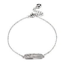 Элегантный кубический цирконий кристалл браслет с подвеской и геометрическим дизайном цепи для женщин дамы белого золота цвета ювелирных изделий