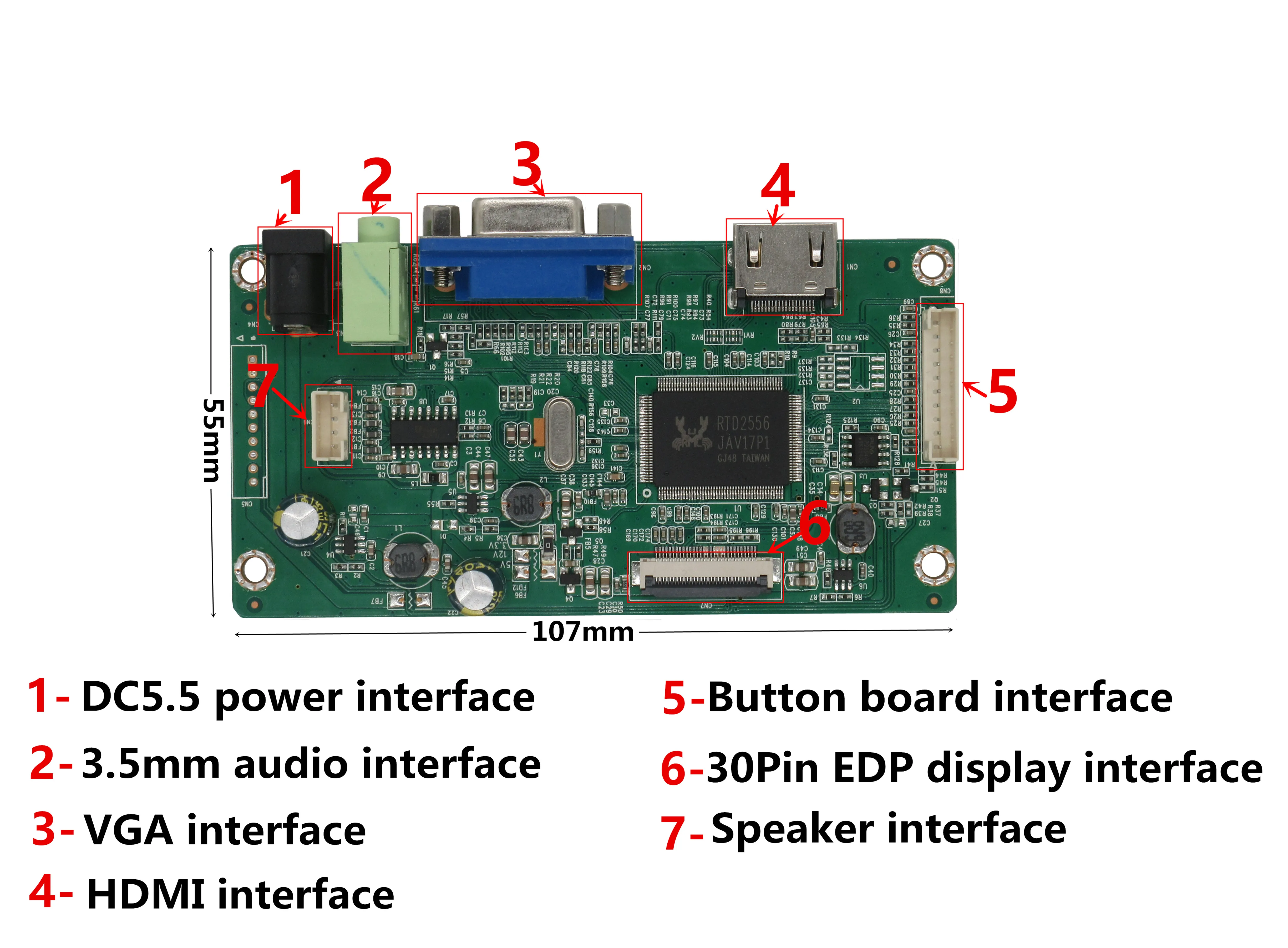 US $102.41 156 Inch Multipurpose HD LCD Display Screen Monitor Driver Control Board HDMICompatible VGA Audio For Raspberry Pi Banana