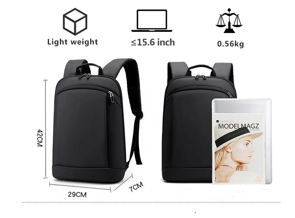 Generic Thin Lap Backpack Men Bag 15.6 Inch Office Work Women Backpacks