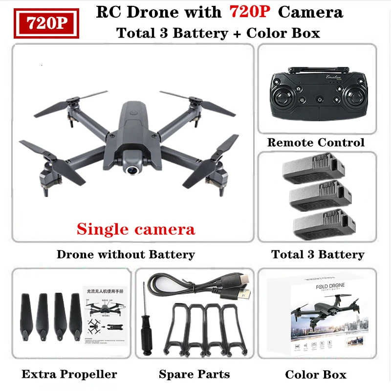 Радиоуправляемый Дрон Квадрокоптер с 4K HD WiFi FPV камера с высоким режимом удержания Квадрокоптер складной рычаг Вертолет VS E58 M69 SG106 игрушечный Дрон - Цвет: 720P-Single camera-6