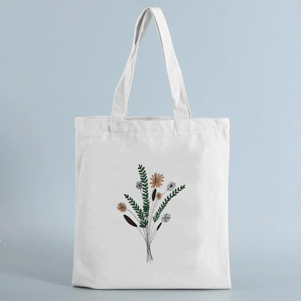 Book-Bag Canvas Tote Rose-Flowers Print Reusable Women with Student Female Cloth