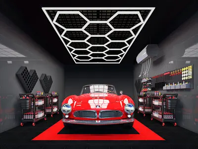 Éclairage LED de garage hexagonal, 3.6x6m, éclairage pour atelier de détail  automatique, lampe en accent d'abeille 6500K - AliExpress