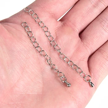 

10Pcs/Lot Stainless Steel Extension Chains With Water Drop Charms DIY Necklace Bracelet Tail Chain For Jewelry Making Supplies