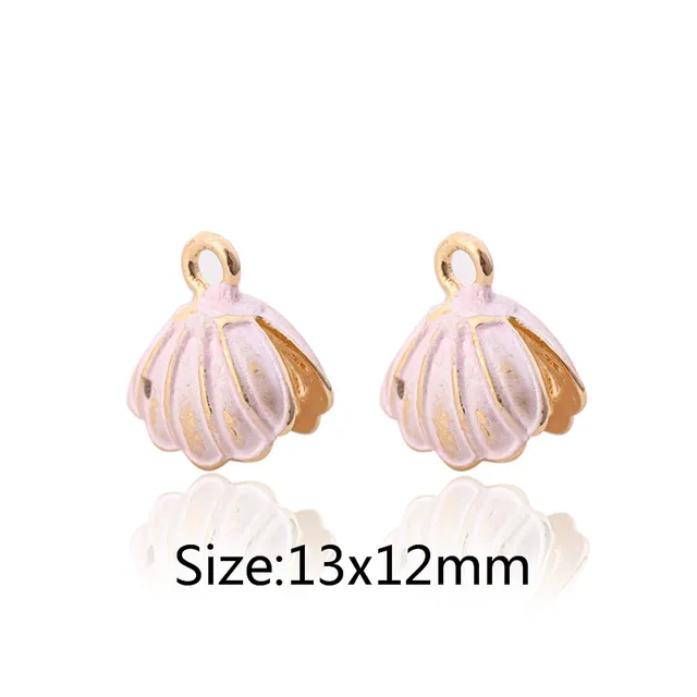 10pcs/lot Alloy Ocean Starfish Enamel Charms for jewelry Making Bracelet DIY Necklace Jewelry Accessories DIY Craft Shell Conch pink