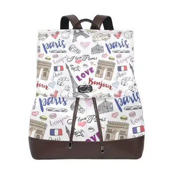 

ALAZA leather Backpack for Women School Bag for Teenage Girls Waterproof High Quality Eiffel towershoulder bag for youth bags