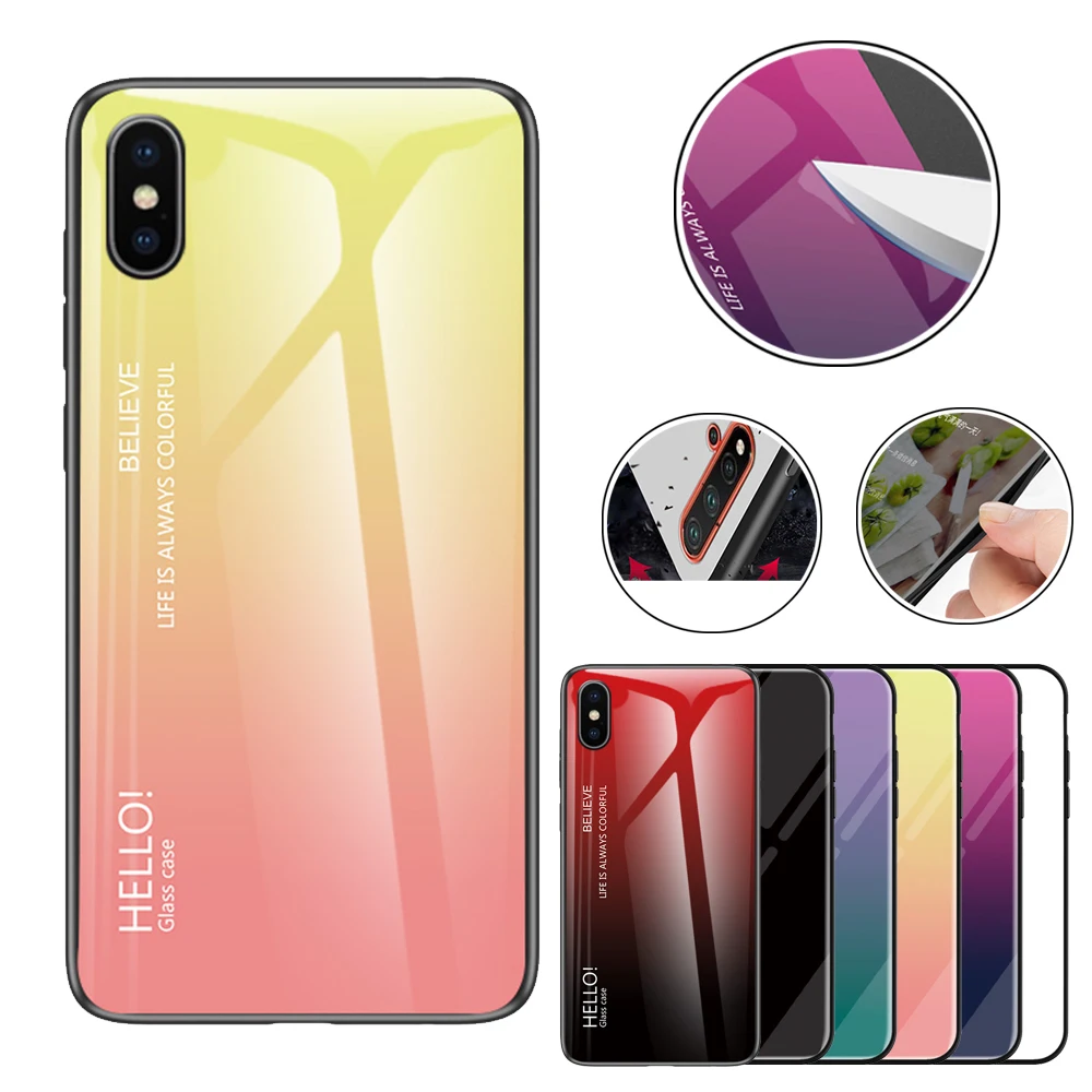 

Gradient tempered glass case for iPhone 6/6s/6plus/6splus/7/8/7plus/8plus/x/xs/xr/xs max Protective Case Back Cover Coque Capa