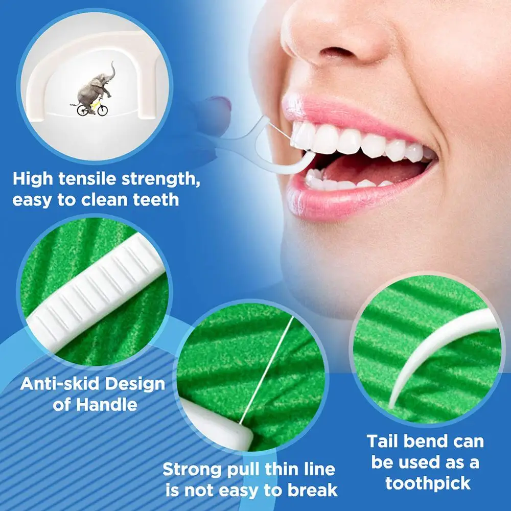 

250pcs/Pack 50 pieces of portable floss Ultrafine Portable boxed bow Disposable toothpick wire