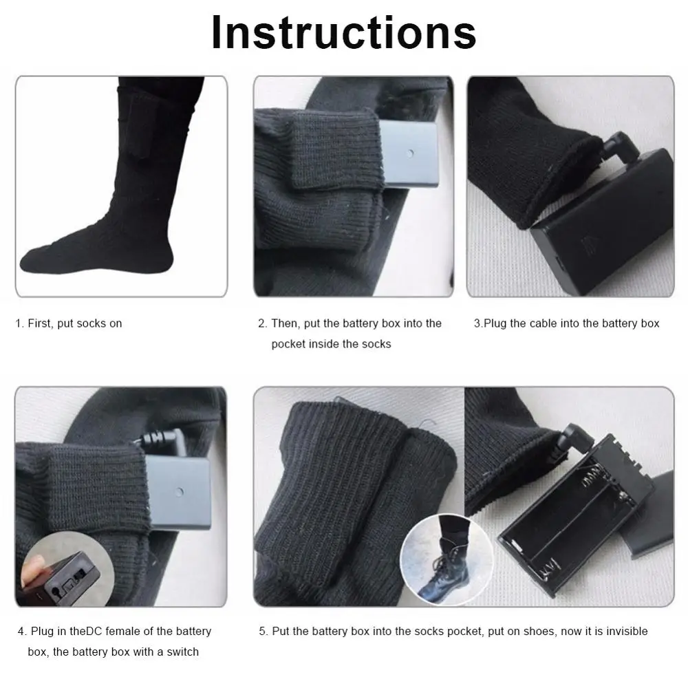 2019 Heated Socks Men Rechargeable Battery Winter Electric Heating Socks Double Layer Warm Sock 3V Thermal Cotton Warming Socks