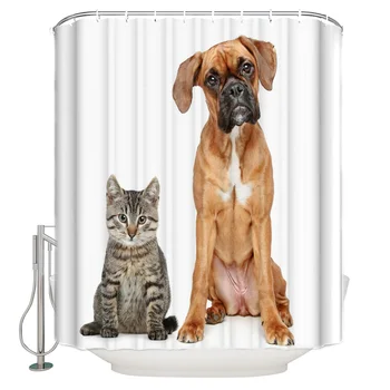 

Waterproof Polyester Fabric Shower Curtain Kitten Puppy Animal Shower Curtain