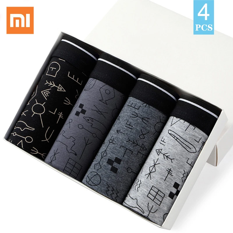 Мужские трусы-боксеры Xiaomi Mijia хлопковые дышащие трусы со средней талией 4 шт./лот |