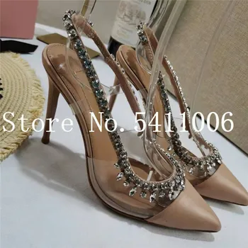 

women slingback Women Shoes fashion ladies classical Brand Heels Pumps Design Luxury Designer PVC transparent crystal shoes