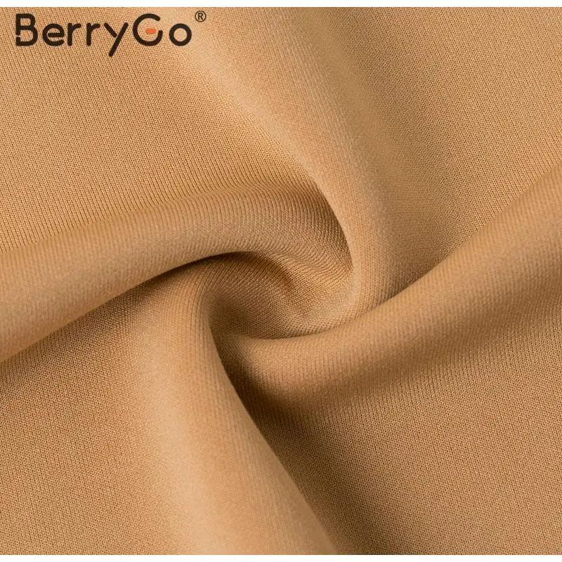 BerryGo элегантное вечернее платье для вечеринки, женское сексуальное осеннее сплошная шикарная Женская Макси-платье с высокой талией без бретелек, длинное лоскутное платье