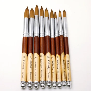 

Wooden Handle Acrylic Nail Brush Carving Brushes Nylon Hair Liquid Powder Tools Flower Shaping Painting Bead Dotting 9 Sizes