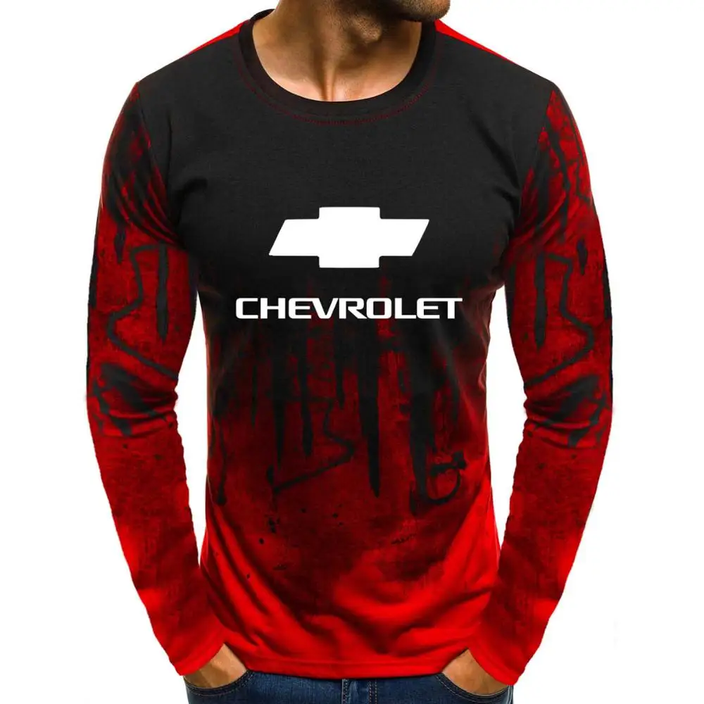 Градиентный пуловер с круглым вырезом, свитшоты, Шевроле Моторс, с логотипом автомобиля, повседневные хлопковые мужские толстовки, хип-хоп Harajuku, мужская одежда - Цвет: Красный