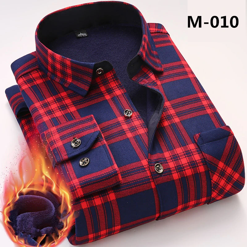 Beste Casual Winter Lange Mouw Jurk Shirt Voor Mannen Plaid Warme Dikke Fluwelen Fleece Shirts Zacht Flanel Camisa Masculina Aziatische Grootte 4XL