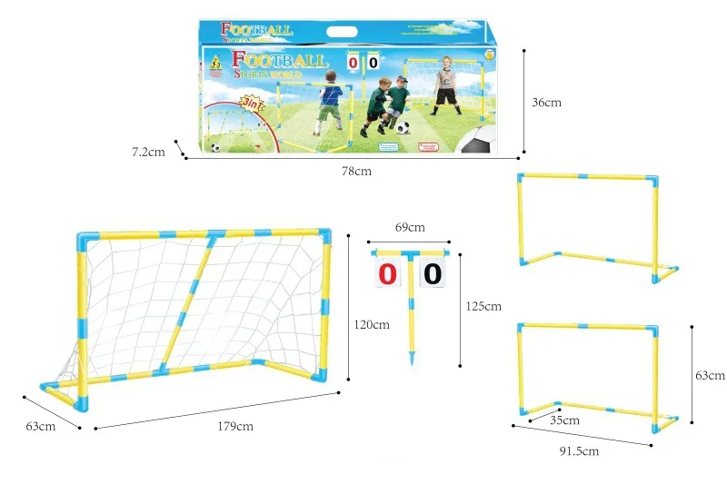 

3-in-1 Children Plastic Football Gate Portable Football Door Frame Kindergarten Children Outdoor Grid Football Door