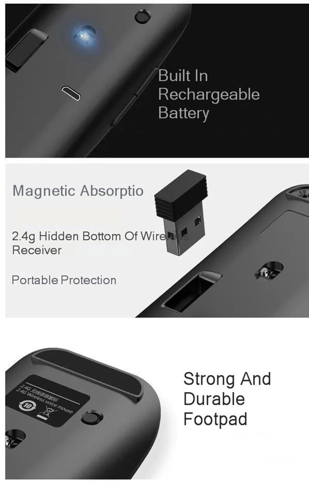 Seenda Intelligence Voice mouse портативная ультратонкая Беспроводная перезаряжаемая Поддержка мыши голосовой ввод текста поиск