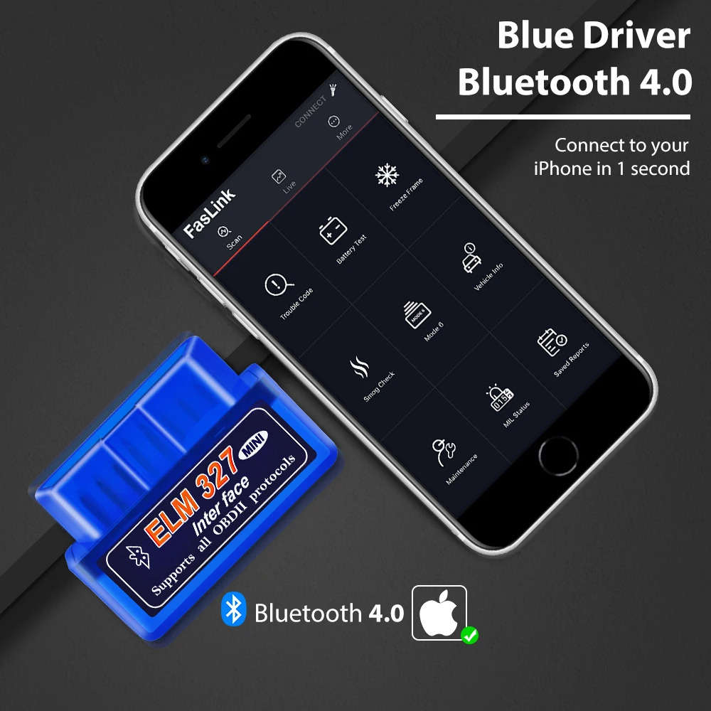 Bluetooth Pro ELM327 BlueDriver OBD2 диагностический сканер для iPhone и Android Faslink бесплатное