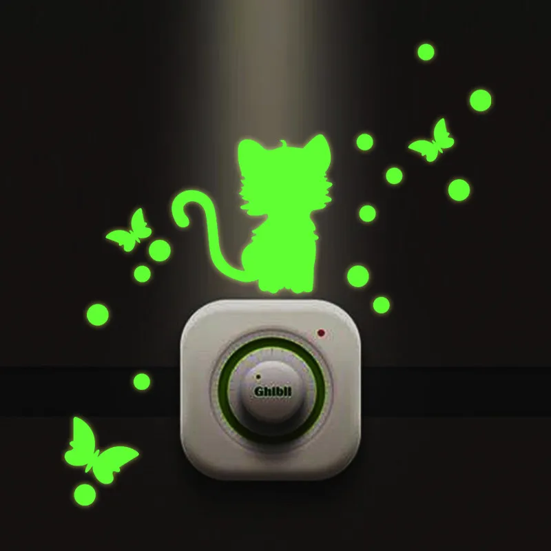 Cartoon Luminous DIY Cute home Cat Switch Wall Sticker Night light bedroom Fluorescent mural wall decals poster | Дом и сад