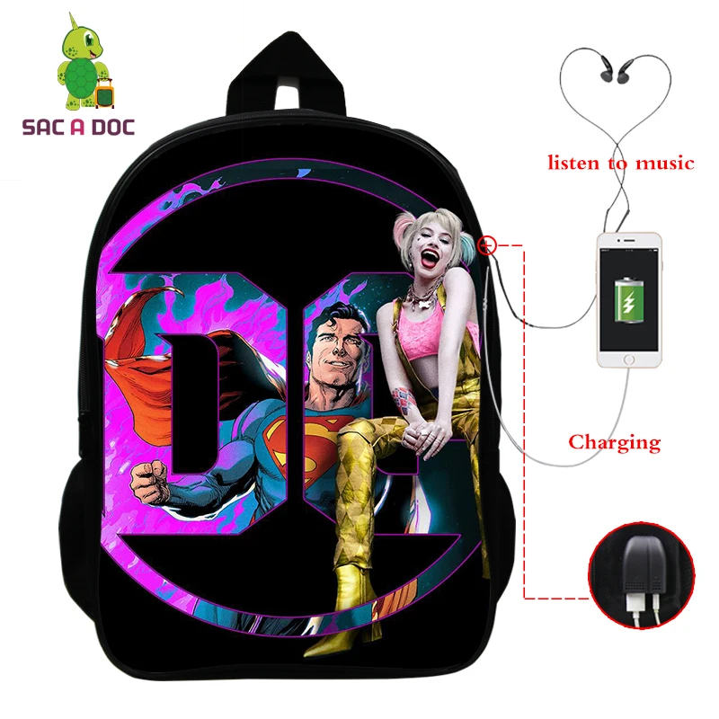 164-JX-Quinn 14 Mochila Джокер Харли Квинн рюкзак школьные сумки для девочек-подростков Bookbag женский рюкзак USB зарядка Многофункциональный рюкзак для путешествий - Цвет: 164-JX-Quinn 14